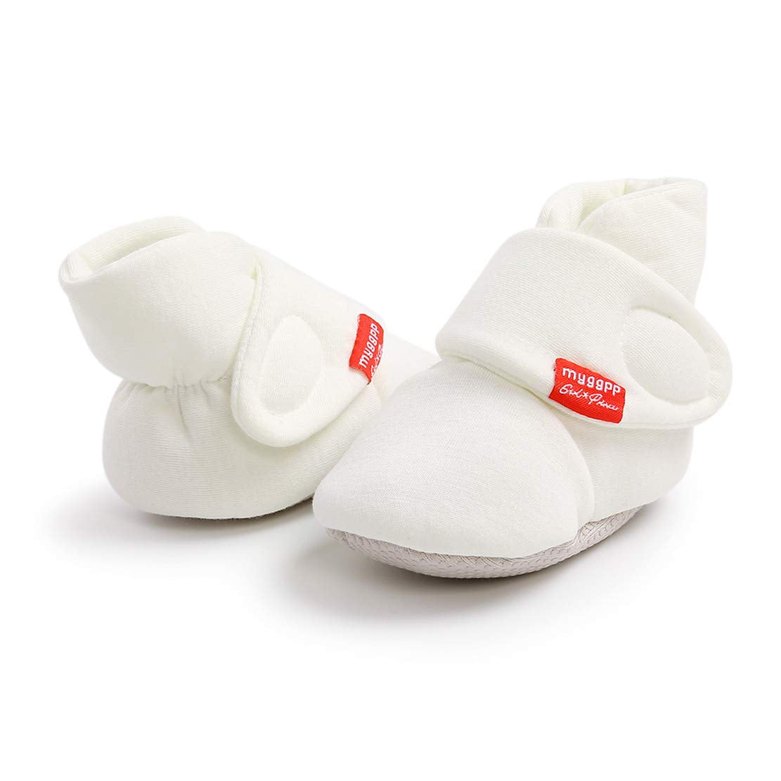 Edoton Infant Boys Girls Warm Slippers Winter White Cute Soft Cotton Unisex Non-Slip Baby Shoes for Christmas First Birthday Gift.