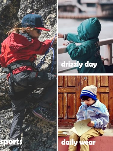NATUST Kids Boys Waterproof Jacket Lightweight Transition Jacket Windproof Rain Jacket with Hood