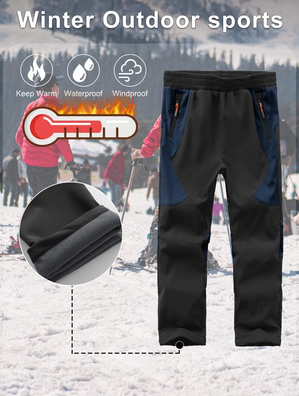 HFDWYJ Children's Softshell Trousers with Fleece Lining Waterproof Trousers Children's Outdoor Trousers Children's Ski Trousers Children's Hiking Trousers Children's Rain Trousers Sports Trousers Boys