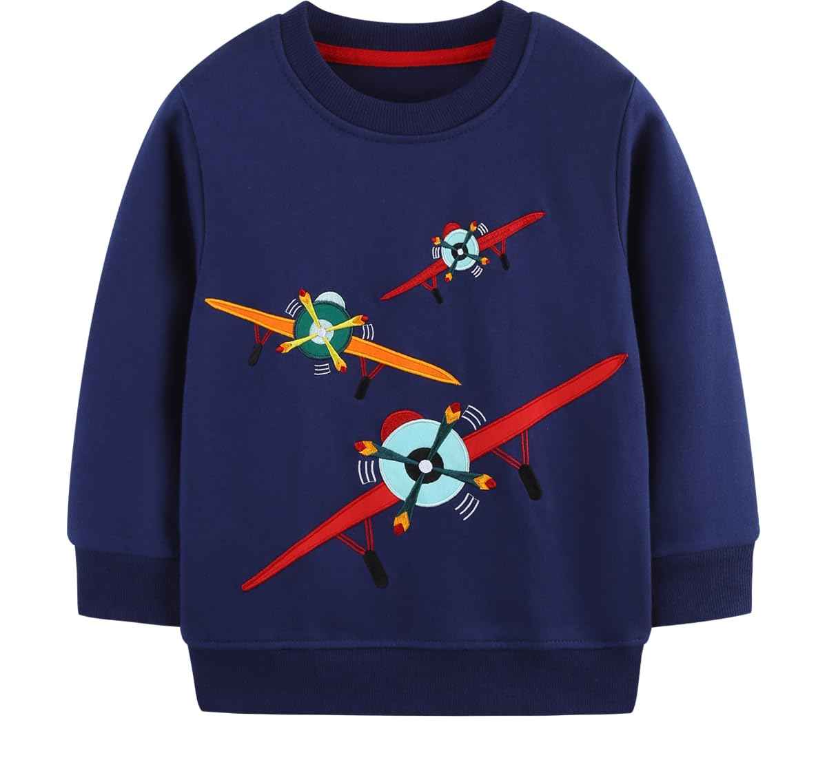EULLA Children's Boys' Pullover Sweatshirt Long Sleeve Cotton Dinosaur Excavator Tractor Planets Winter Tops 1-7 Years 92 98 104 110 116 122