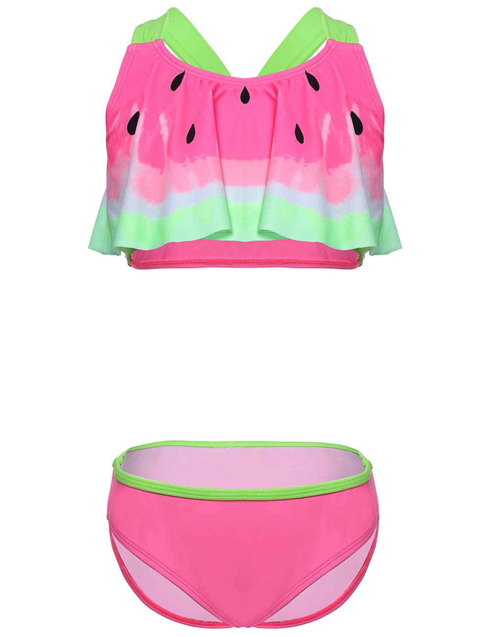 DUSISHIDAN Bikini Kinder Mädchen Zweiteiliger Bademode Süß Badeanzug Zurück überqueren Sommer Swimsuit 110-176