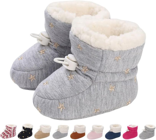 Baby Winter Shoes Warm Baby Shoes Winter Non-Slip Adjustable Newborn Snow Shoes First Walking Shoes Lined Thermal Fleece Crawling Shoes Slippers Winter Boots 0-18 Months