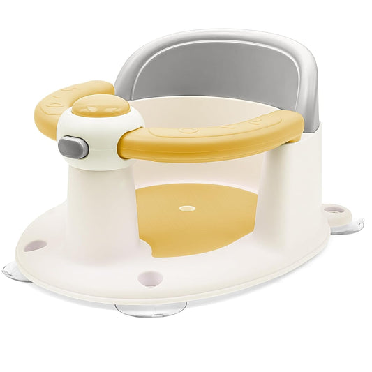 Baby Bath Seat for Babies from 6 Months, Non-Slip Baby Bath Chair, Portable Bath Seat with Suction Cups, Baby Bathtub Toddler Bath Support for Shower (Yellow)
