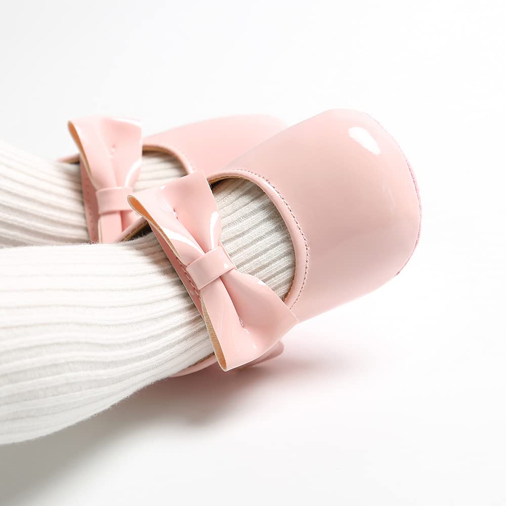 MASOCIO Babyschuhe für Mädchen mit Schleife – Rutschfeste Party Ballet Flats für Kleinkinder