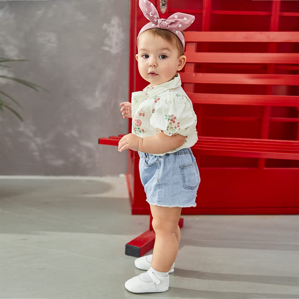 MASOCIO Baby Lauflernschuhe Krabbelschuhe Mädchen Kleinkind Rutschfesten Lederpuschen Babyschuhe 3-18 Monate
