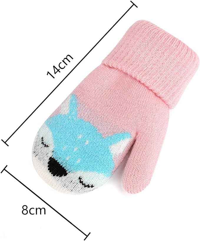 0-3 Jahre Baby Winter Handschuhe Kinder Gestrickte Fäustlinge Warme Fleece Gefütterte Handschuhe Fausthandschuh mit Schnur Outdoor Weich Winterhandschuhe Skihandschuhe Handwärmer für Jungen Mädchen