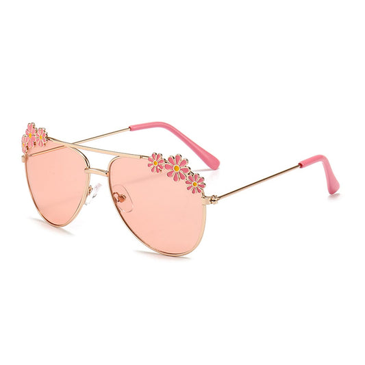 Hifot Sunglasses Kids for Girls, Children's Aviator Glasses with Stainless Steel Metal Frame Toddler Sunglasses Children Sunglasses 3-12 Years