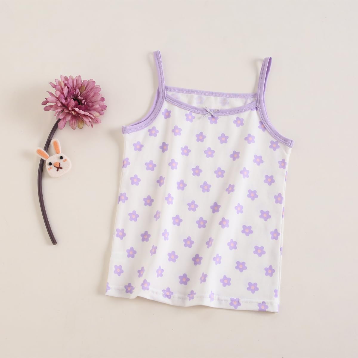 Yintry Girls' Printed Undershirts Cotton Undershirt/Tank Tops for 2-12 Years Elastic Cami Vests 4-Pack