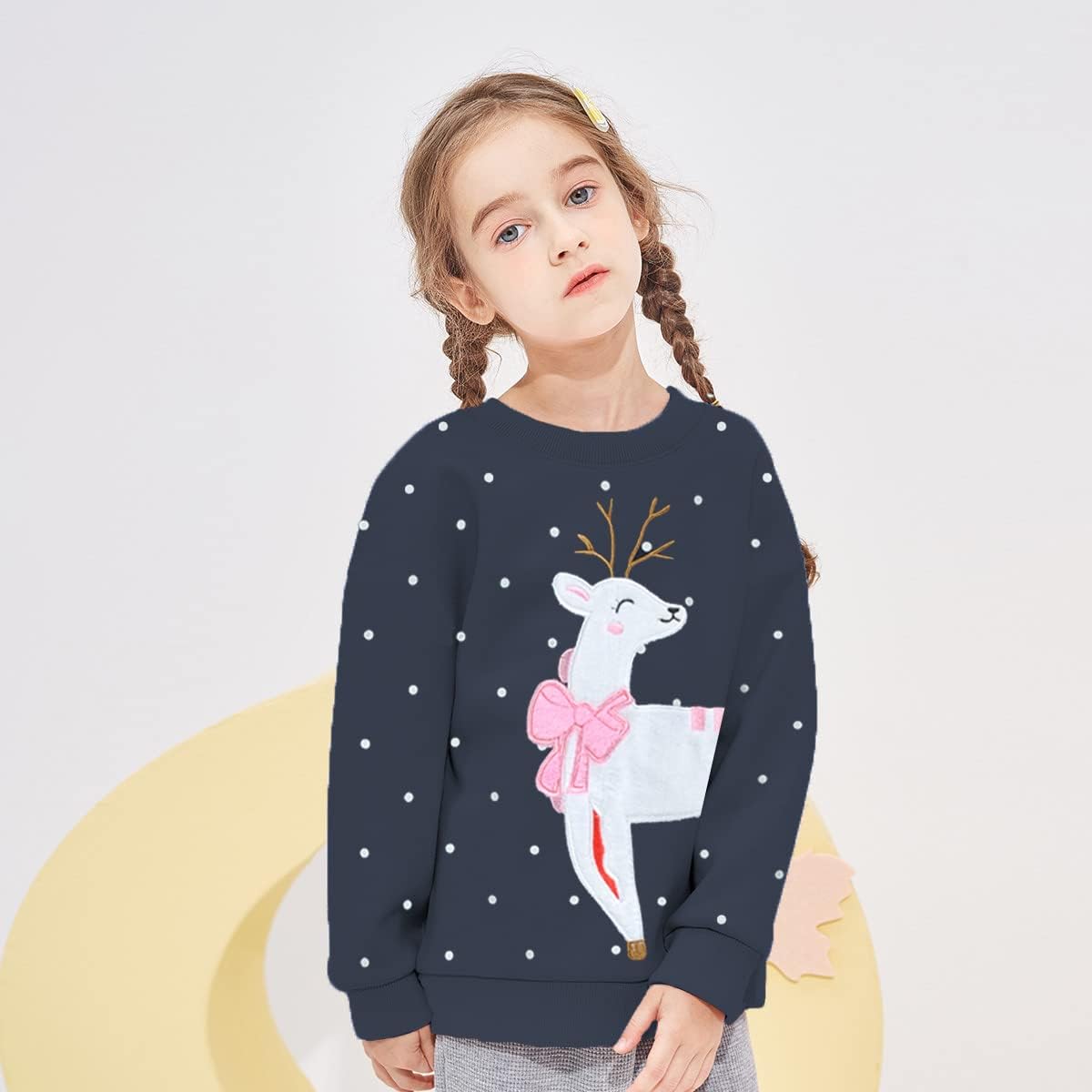 EULLA Kinder Mädchen Jungen Weihnacht Pullover Sweatshirt Weihnachtsoutfit Weihnachtspuli Christmas Xmas Rentier Weihnachtsmann Weihnachtskleidung 92 98 104 110 116 122
