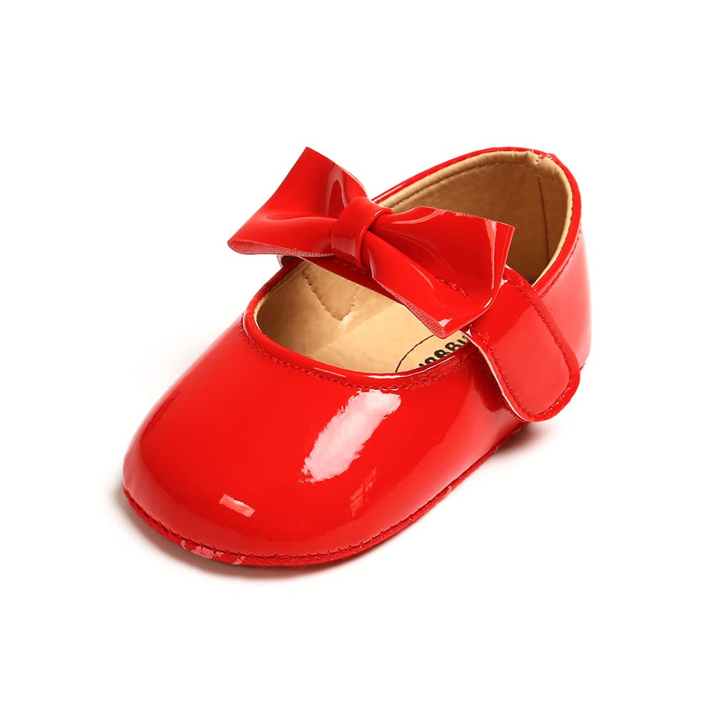 MASOCIO Babyschuhe für Mädchen mit Schleife – Rutschfeste Party Ballet Flats für Kleinkinder