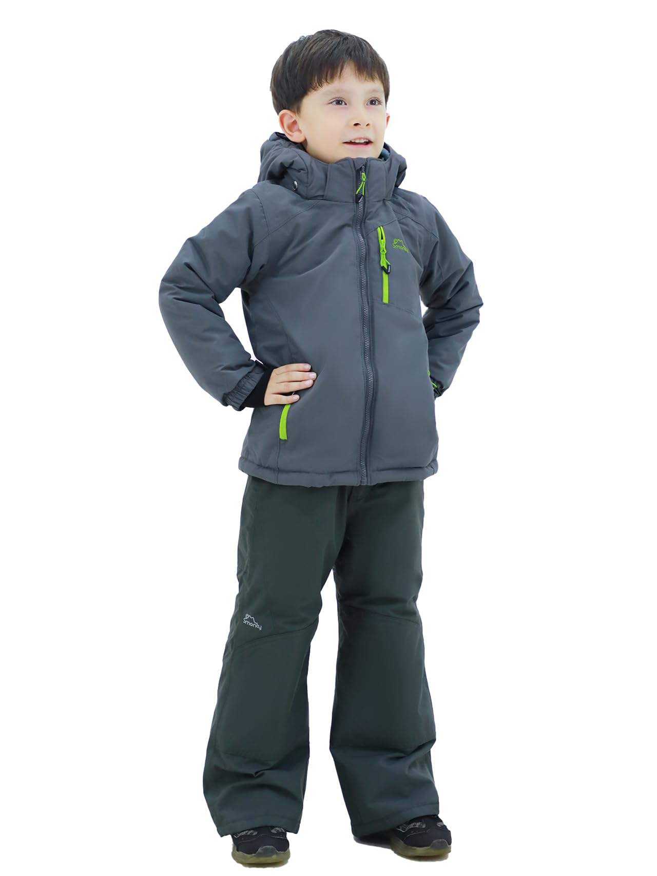 SMONTY SNOWER Boys' Snowsuit with Removable Hood, Ski Suit, Extra Warm, Winter Suit