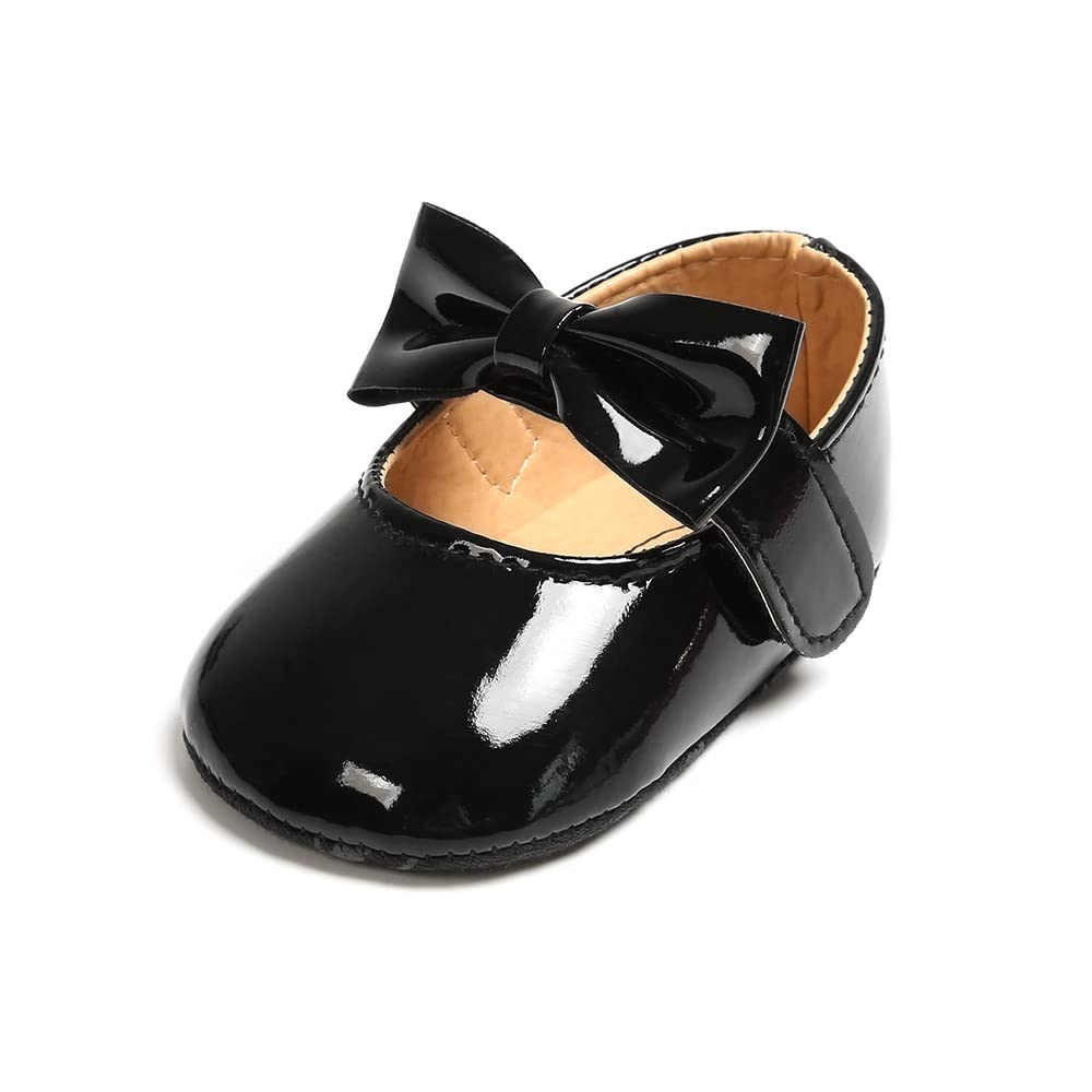 MASOCIO Babyschuhe für Mädchen mit Schleife – Rutschfeste Party Ballet Flats für Kleinkinder