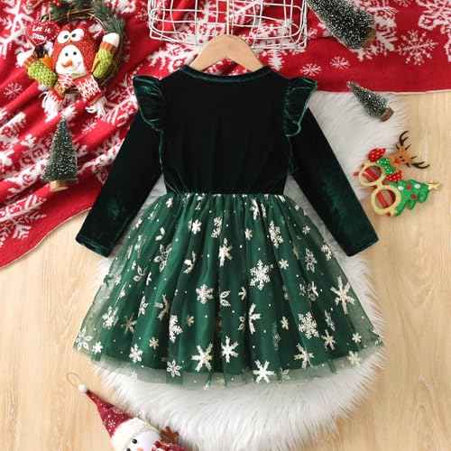 Weihnachtskleid Mädchen Baby Prinzessin Weihnachten Festkleider Partykleid Rundhalsausschnitt Herbst Winter Weihnachtsoutfit Sweatkleid A-Linie Kleinkind Rock Gedruckt Tüll Tutu
