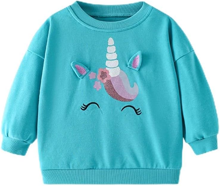 LitBud Mädchen Sweatshirts Einhorn Pullover für Kleinkind Kleidung Top Langarm Jumper Rundhals T Shirt Herbst Winter für Kinder Größe 1-7 Jahre