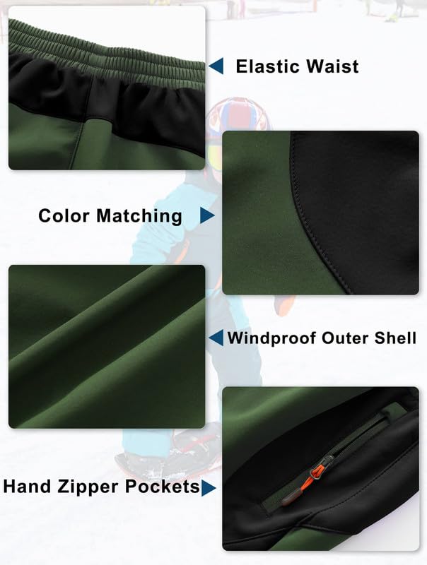 HFDWYJ Children's Softshell Trousers with Fleece Lining Waterproof Trousers Children's Outdoor Trousers Children's Ski Trousers Children's Hiking Trousers Children's Rain Trousers Sports Trousers Boys