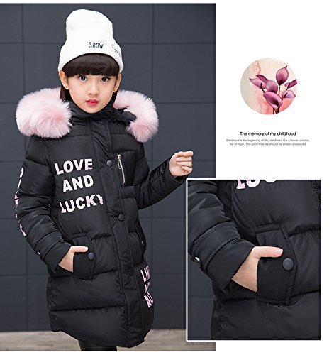 Down Jacket Girls Children's Parka Hooded Jacket Coat Long Jacket Made of Faux Fur Warm Winter