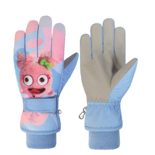 FAYHIJUN Children's Winter Snow Gloves Ski Gloves for 1-13 Years Girls Boys PU Palm Waterproof Windproof Warm Fleece Winter Gloves Cycling Gloves