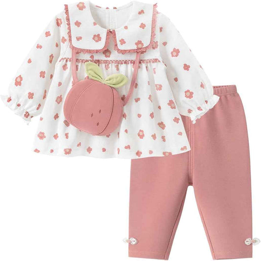 gurcooc Kinder Bekleidungssets für Baby-Mädchen Baumwolle Langarm Kleid Taille Hose Babykleidung Weiche Babyset, 6-30 Monate