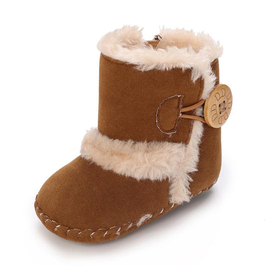 Baby Winter Warm Snow Boots Newborn Baby Girls Boys Soft Sole Buttons Fleece Boots Infant Toddler First Walker Shoes