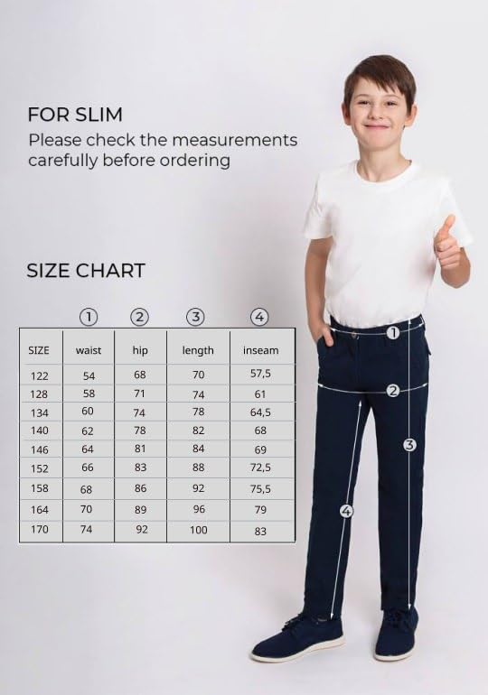 bonolo Chino Hosen für Jungen aus 100% Baumwolle mit Taschen - Stylischer Komfort für Jeden Anlass Marineblau Chinos