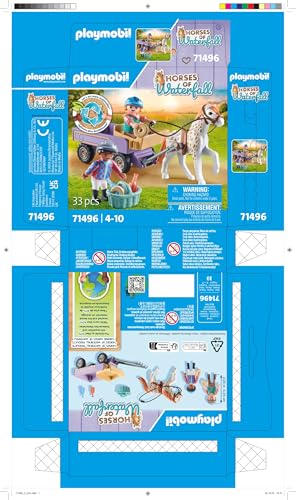 PLAYMOBIL Horses of Waterfall 71496 Pony Carriage, Magical Trip with the Pony, Exciting Adventures at the Waterfall Ranch, Detailed Toy for Children from 4 Years