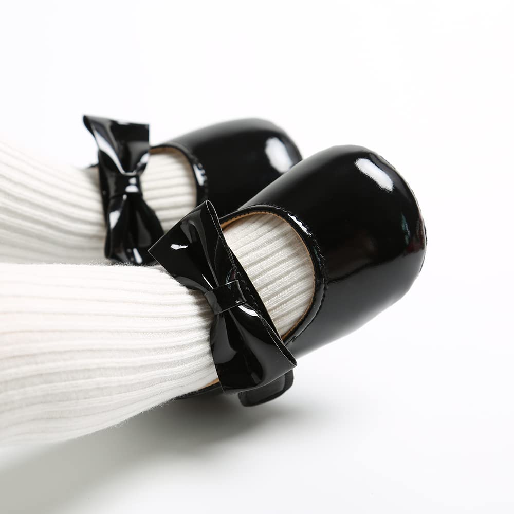 MASOCIO Babyschuhe für Mädchen mit Schleife – Rutschfeste Party Ballet Flats für Kleinkinder
