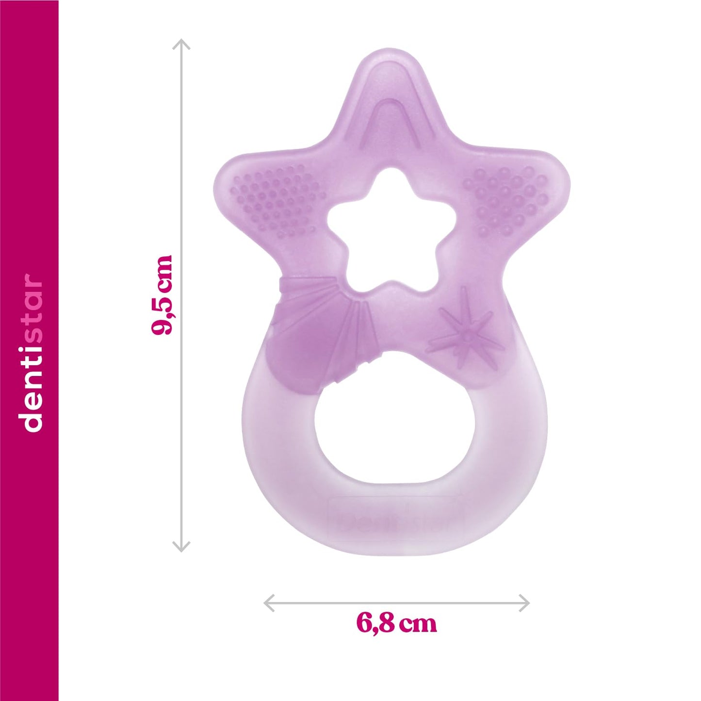 Dentistar Beißring 2er-Set – Teether für Babys & Kleinkinder ab 3 Monate – Baby Beißring mit Griff aus weichem Material zur Zahnungshilfe & Massage – Made in Germany – Pink & Lila