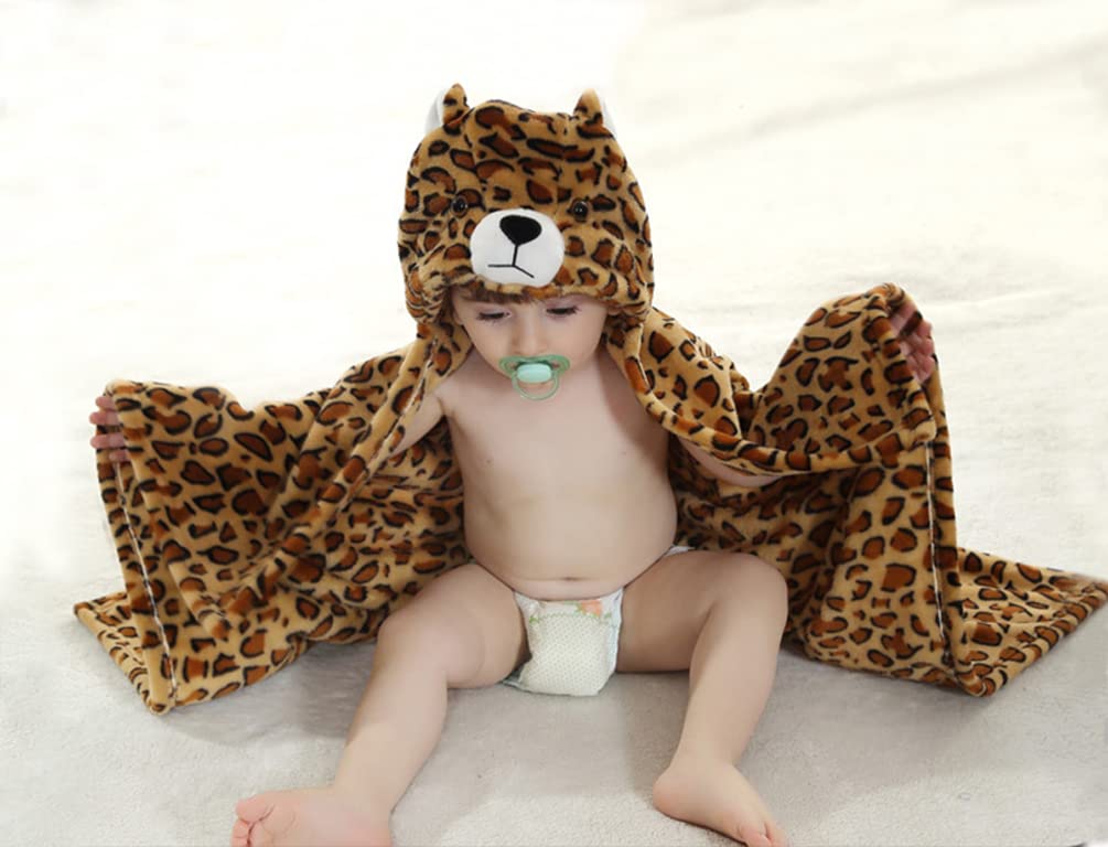 Doladola Baby Decke Babys Tier Design,Flanell Kinder Decke Kapuzenhandtuch für Mädchen und Jungen,Baby Kapuze Badeponcho Kinder Warm(gelbe Ente)