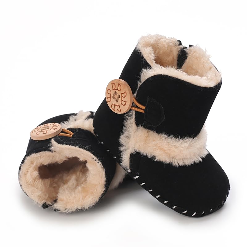 Baby Winter Warm Snow Boots Newborn Baby Girls Boys Soft Sole Buttons Fleece Boots Infant Toddler First Walker Shoes