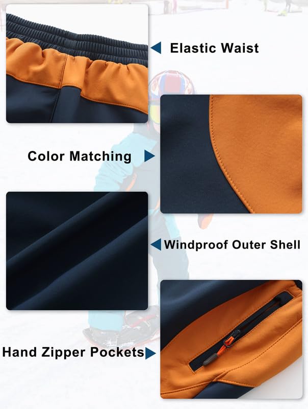 HFDWYJ Children's Softshell Trousers with Fleece Lining Waterproof Trousers Children's Outdoor Trousers Children's Ski Trousers Children's Hiking Trousers Children's Rain Trousers Sports Trousers Boys
