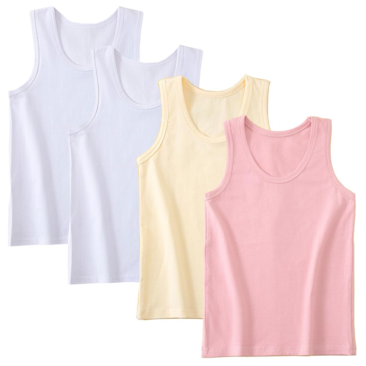 Lohhbve 4-Pack Kids Classic Solid Camisole Undershirts for 2-10 Years Toddler Girls Cotton Racerback Tank Top Multipack