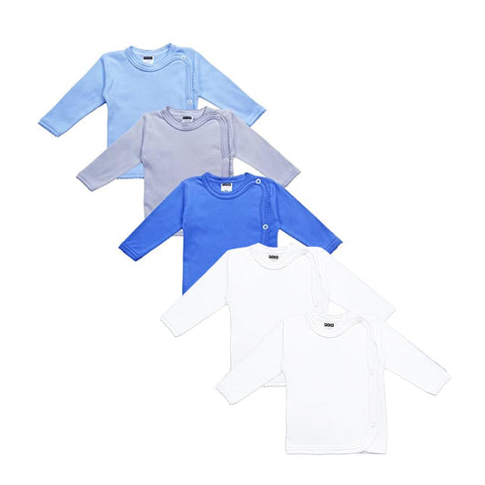 MEA BABY Unisex Baby Wrap Shirt Wrap Jacket Long Sleeve 100% Cotton Pack of 5 Wrap Shirt for Girls Wrap Shirt for Boys