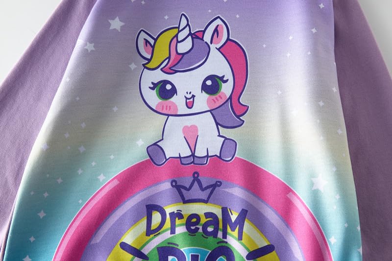 SOIBEEN Girls' Sweatshirt Adorable Children's Pullover 2-Pack Unicorn Top Shirt Pullover Pullover Crew Neck Long Sleeve Casual Wear Spring Autumn Cotton Hoodie 1-10 Years