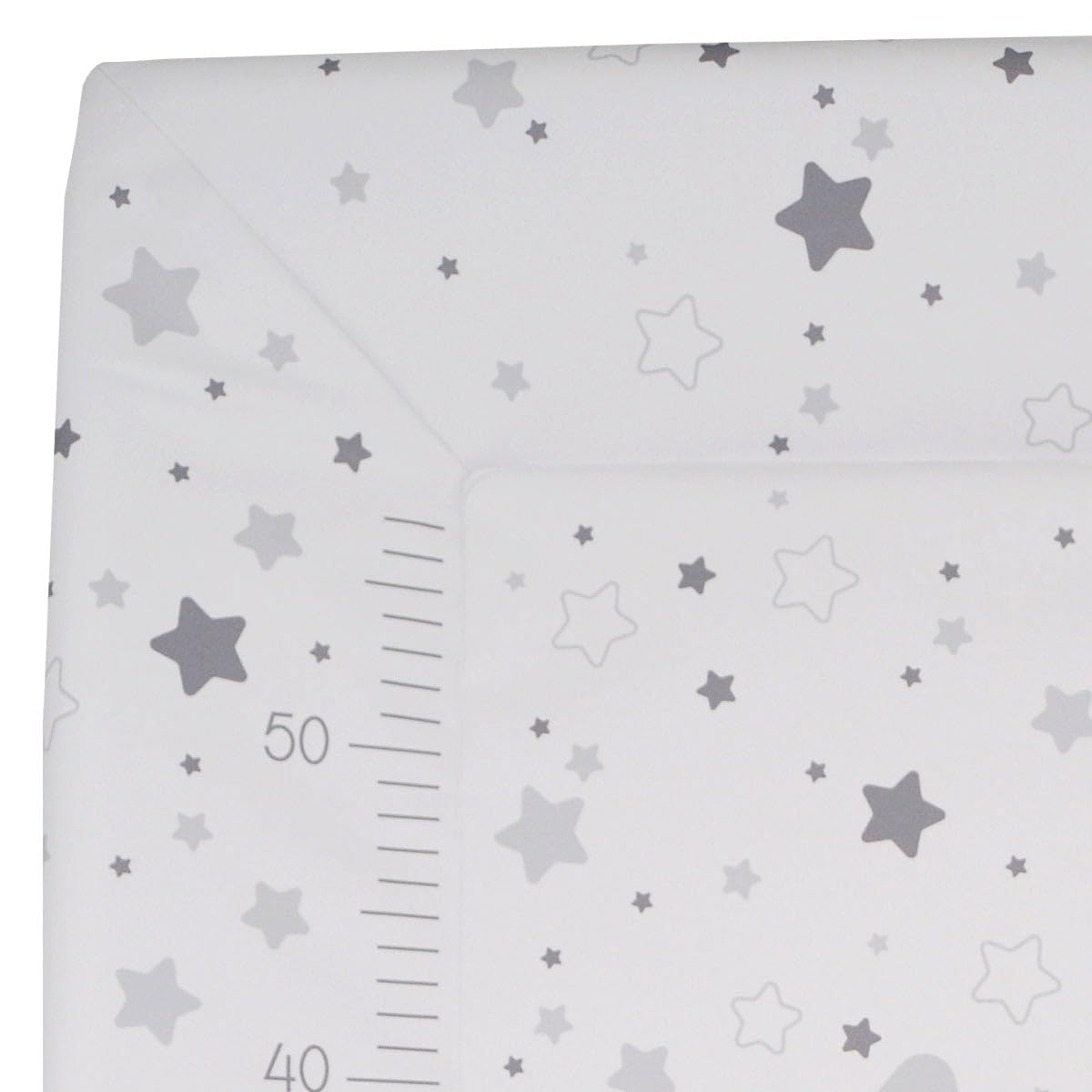 babyCalin Luxury Star Wickelauflage Dunkelgrau 50 x 70 cm - Mit aufgedruckter Maßtabelle