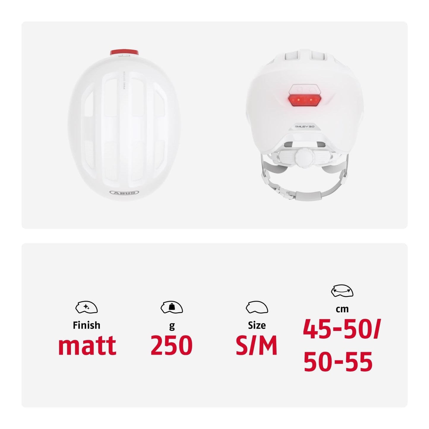 ABUS Kinderhelm Smiley 3.0 ACE LED - Fahrradhelm mit Licht