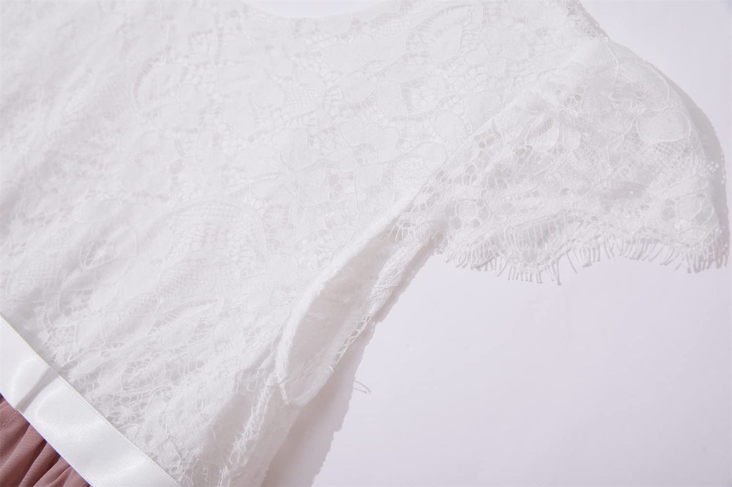 Beganly Mädchen Festtagskleider Spitze V-Rücken Kleid ärmellos Flauschig Tüll Prinzessin Partykleid Blumenmädchen Kleider