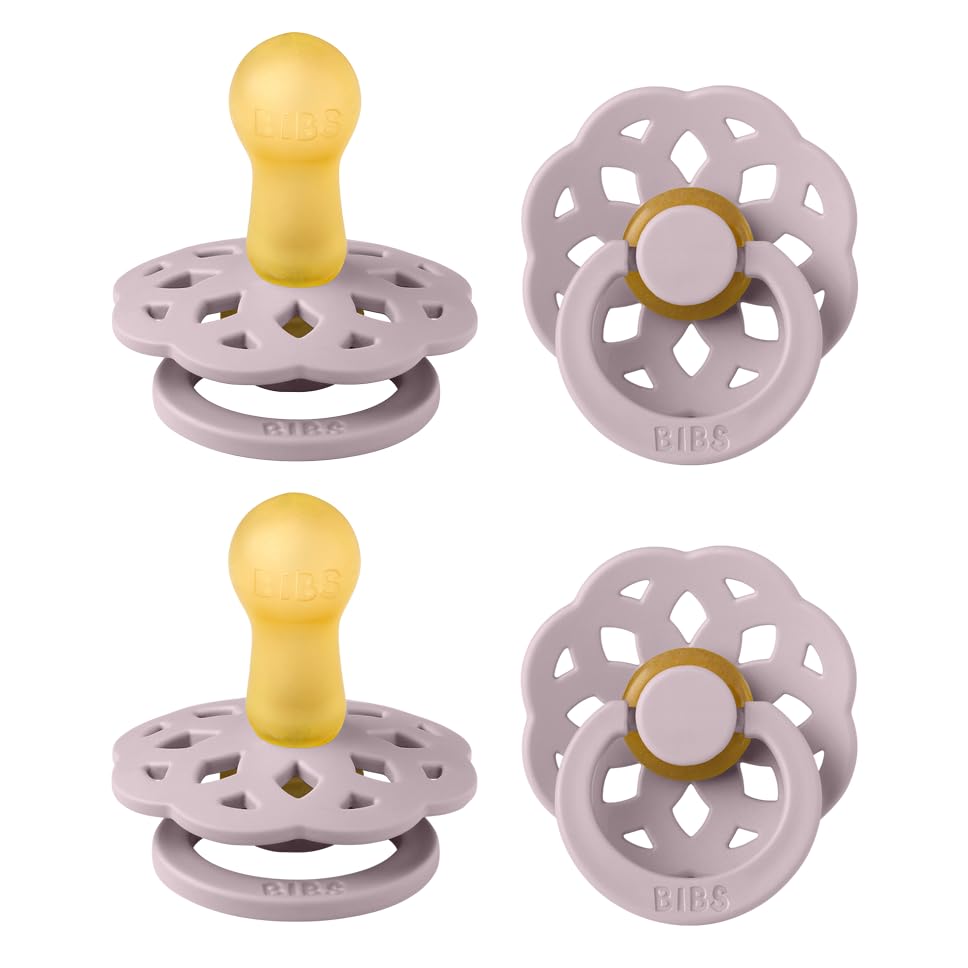 BIBS Boheme Schnuller 4er-Pack. BPA-frei, Kirschform Nippel. Naturkautschuk/Latex, Hergestellt in Dänemark. Größe 1/2, (0-6 Monate/6-18 Monate), (4er Pack), Vanilla Mix - Meloni2