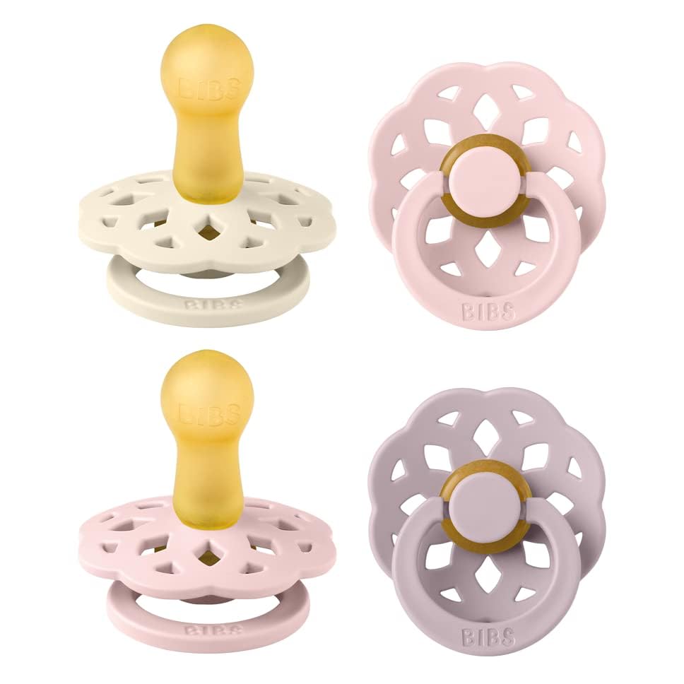 BIBS Boheme Schnuller 4er-Pack. BPA-frei, Kirschform Nippel. Naturkautschuk/Latex, Hergestellt in Dänemark. Größe 1/2, (0-6 Monate/6-18 Monate), (4er Pack), Vanilla Mix