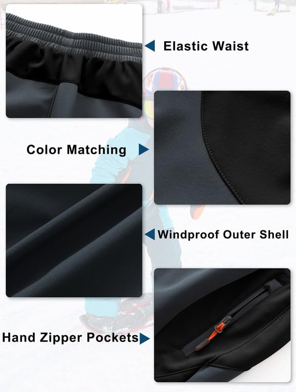 HFDWYJ Children's Softshell Trousers with Fleece Lining Waterproof Trousers Children's Outdoor Trousers Children's Ski Trousers Children's Hiking Trousers Children's Rain Trousers Sports Trousers Boys