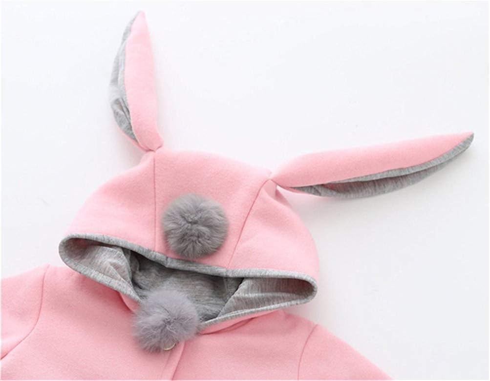EDOTON Baby Girls' Cotton Coats Spring Autumn Winter Jackets with Hair Balls Rabbit Ear Toddler Warm Clothing