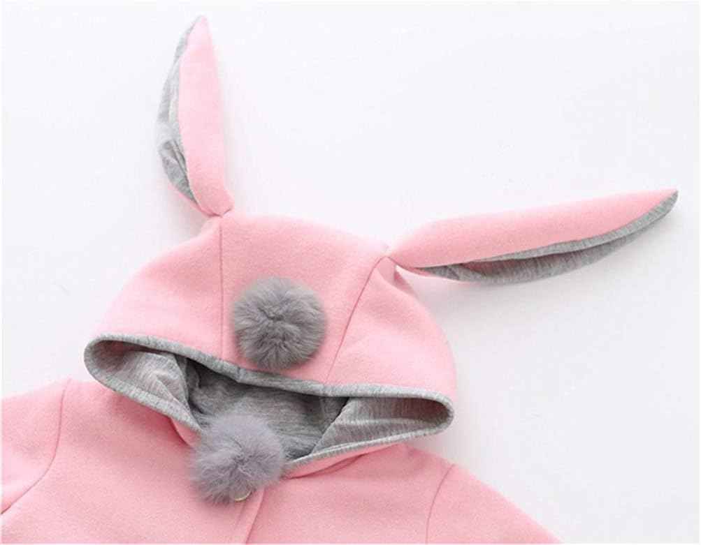 EDOTON Baby Girls' Cotton Coats Spring Autumn Winter Jackets with Hair Balls Rabbit Ear Toddler Warm Clothing
