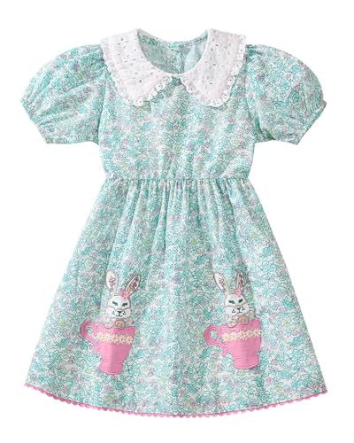 Kleinkind Mädchen Kurze Ärmel Ostern Kleid Baumwolle lässig Jersey Shirt Playwear Applique Kleid