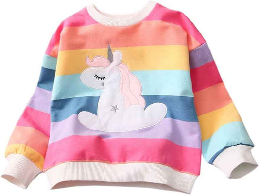 LitBud Mädchen Sweatshirts Einhorn Pullover für Kleinkind Kleidung Top Langarm Jumper Rundhals T Shirt Herbst Winter für Kinder Größe 1-7 Jahre