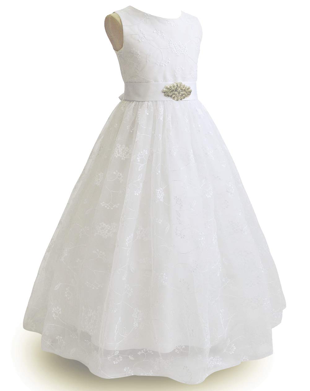 TYHTYM Blumenmädchen Kleid, Festzug, Hochzeit, Spitzenkleid, Abschlussballkleid, Mädchen, Partykleid, Flattern Ärmel, Weiß