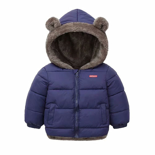 Natashas Baby Children's Winter Jacket Coat with Hood Jacket Warm Baby Cute Plush Bear Ears Boys Girls Cotton Jacket