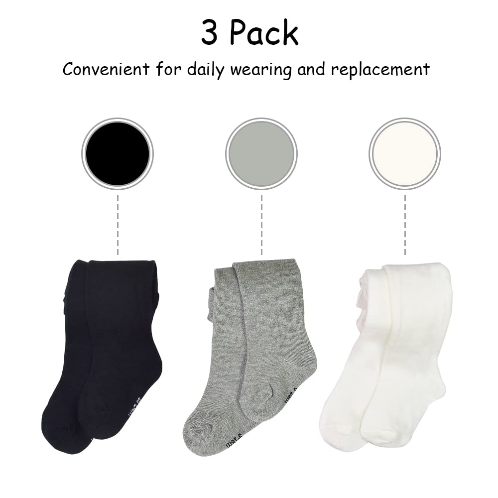 SPTRAMLE Baby Tights Girls Tights - 3 Pairs for Toddlers (0-2 Years) Cotton Tights, Baby Comfortable Breathable 9 Months 18 Months