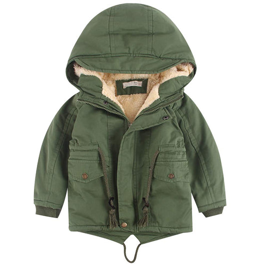 amropi Children's Boys Hooded Jacket with Fleece Lining Coat Parka Jacket Outerwear for 3-10 Years