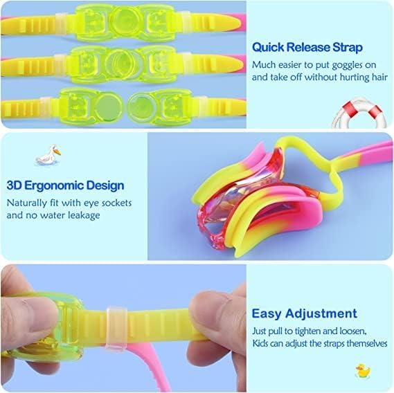 faliring Schwimmbrille Kinder, 2 Stück taucherbrille kinder Junior 3-15 Jahre, Gläsern Wassersport Schwimmbrillen Swimming Goggles Geschenke für Mädchen Jungen