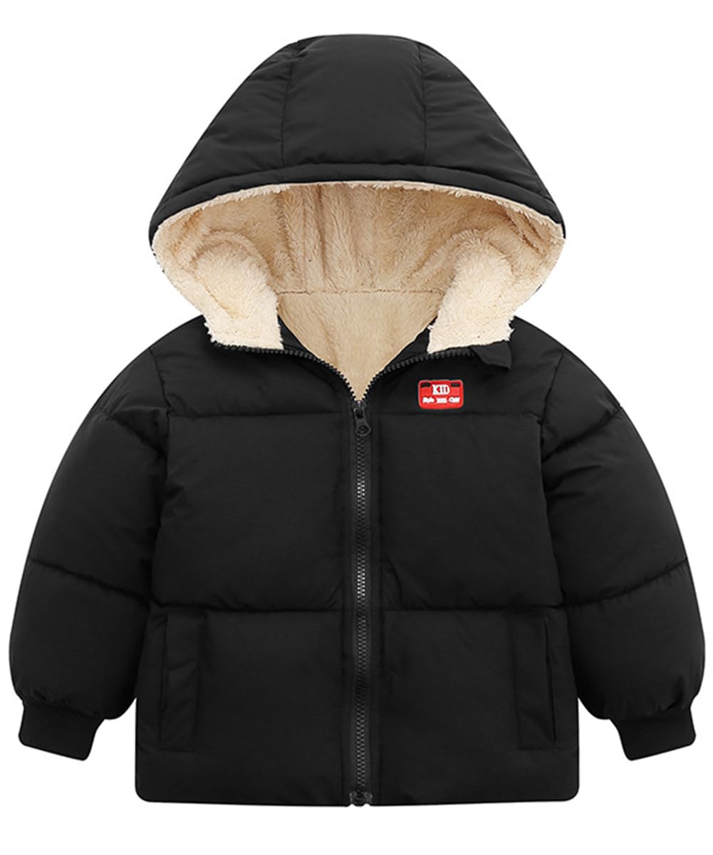 kids4ever Baby Winter Jacket Coat Zip Hooded Jacket Windproof Warm Fleece Outerwear Snowsuit with Two Pockets for Boys Girls 12 Months - 5 Years