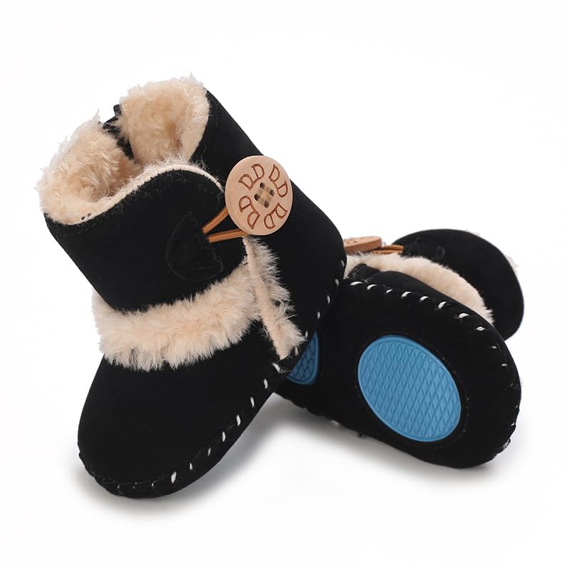 Baby Winter Warm Snow Boots Newborn Baby Girls Boys Soft Sole Buttons Fleece Boots Infant Toddler First Walker Shoes